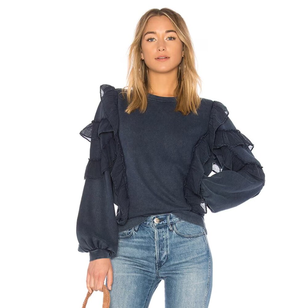 Tularosa Navy Ruffle Sweater